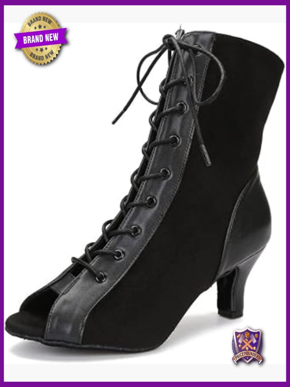 Women Suede Ballroom Dance Boots Latin Salsa Practice Shoes 2.5/3.5in Heels